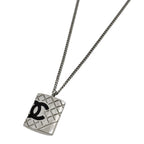 Chanel Cambon Line Necklace CC Logo Silver Plated