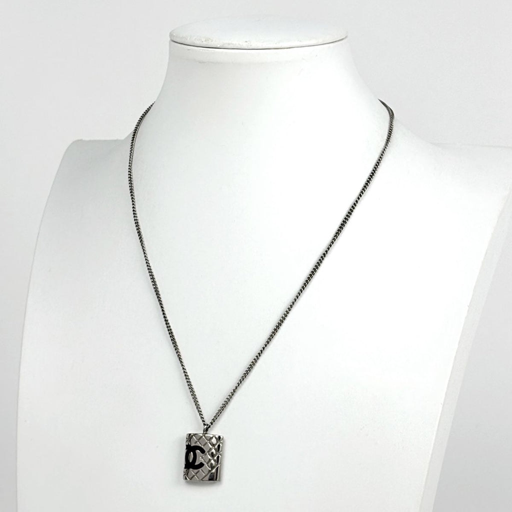 Chanel Cambon Line Necklace CC Logo Silver Plated — view 5