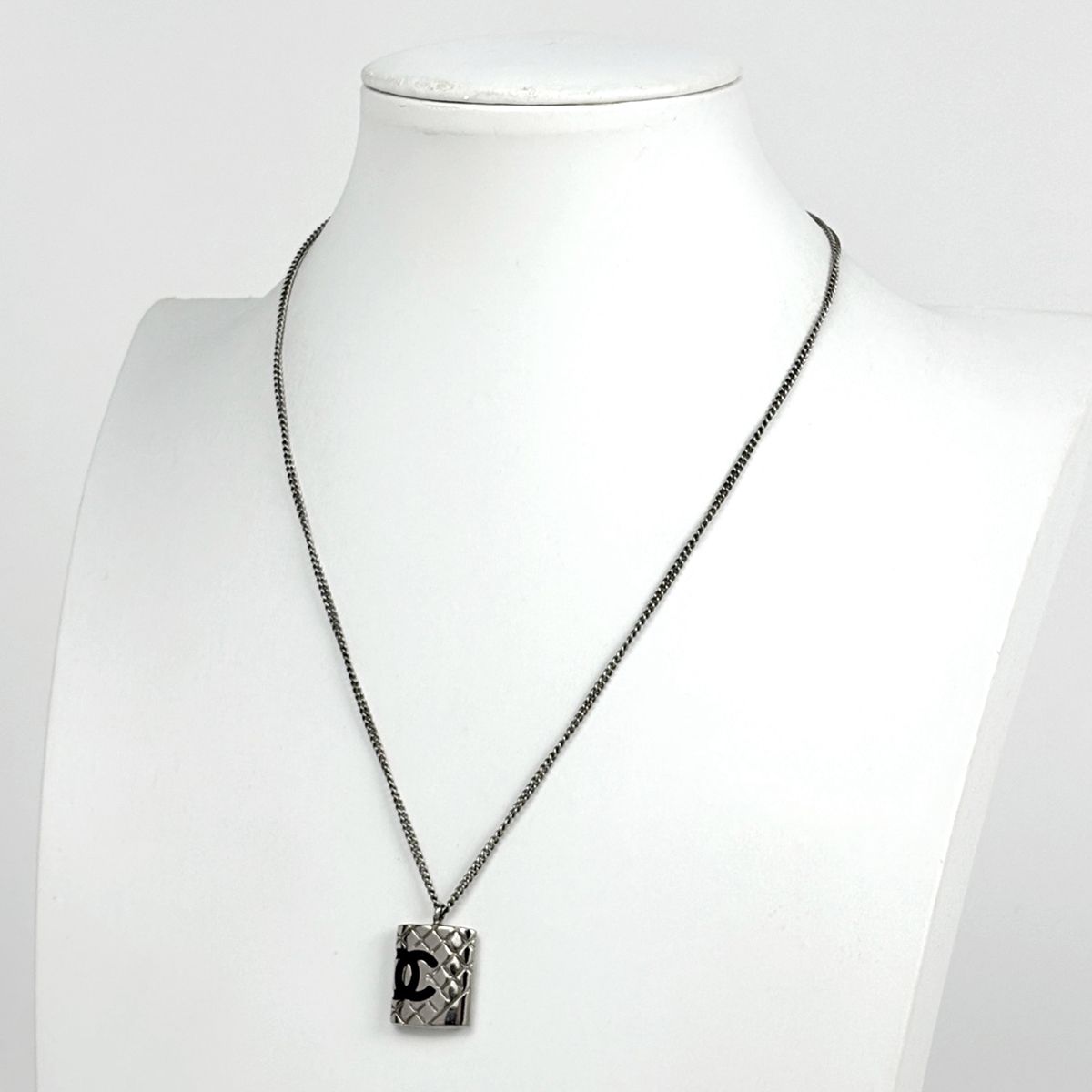 Chanel Cambon Line Necklace CC Logo Silver Plated — view 5