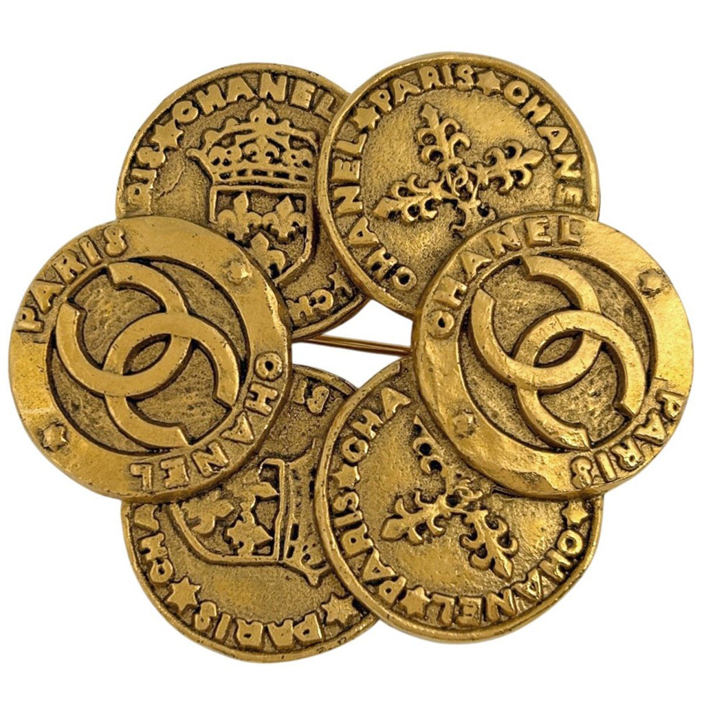 Chanel CC Logo Brooch Gold Plated