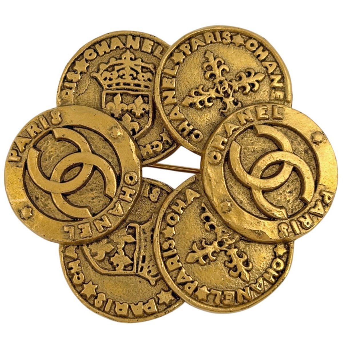 Chanel CC Logo Brooch Gold Plated