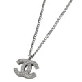 Chanel CC Logo Necklace Silver Plated