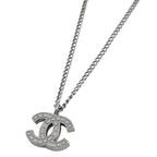 Chanel CC Logo Necklace Silver Plated