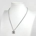Chanel CC Logo Necklace Silver Plated — view 5