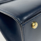 Celine Logo Handbag 2-Way Leather Navy — view 3