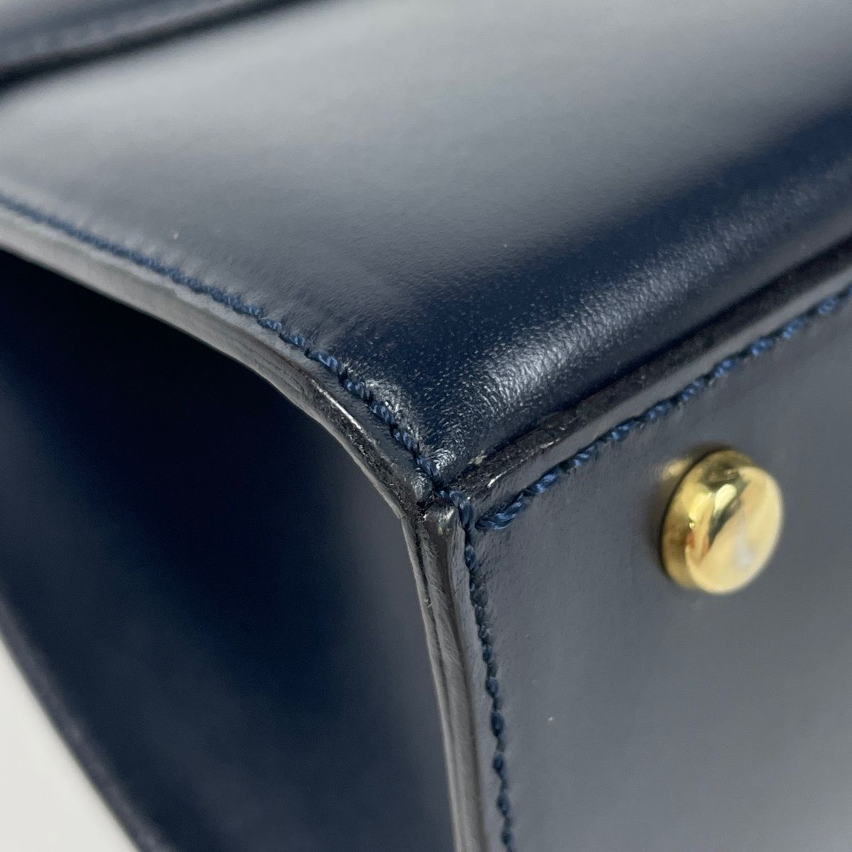 Celine Logo Handbag 2-Way Leather Navy — view 3