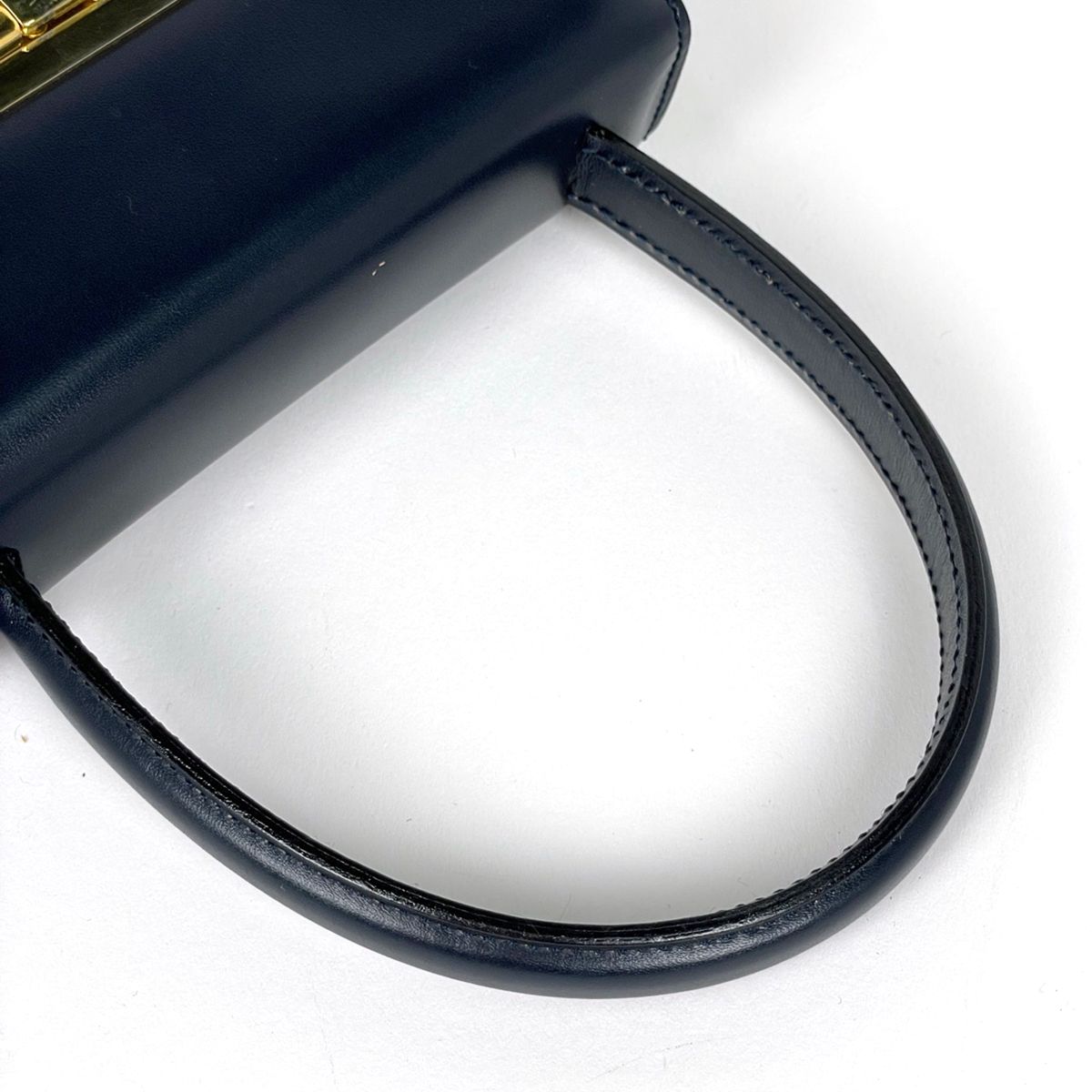Celine Logo Handbag 2-Way Leather Navy — view 7