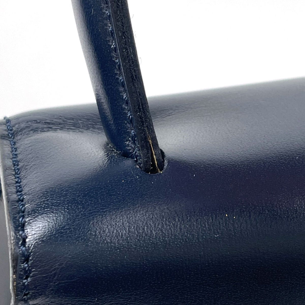 Celine Logo Handbag 2-Way Leather Navy — view 6