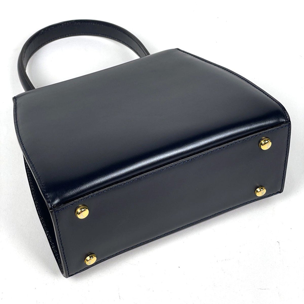 Celine Logo Handbag 2-Way Leather Navy — view 2