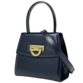 Celine Logo Handbag 2-Way Leather Navy