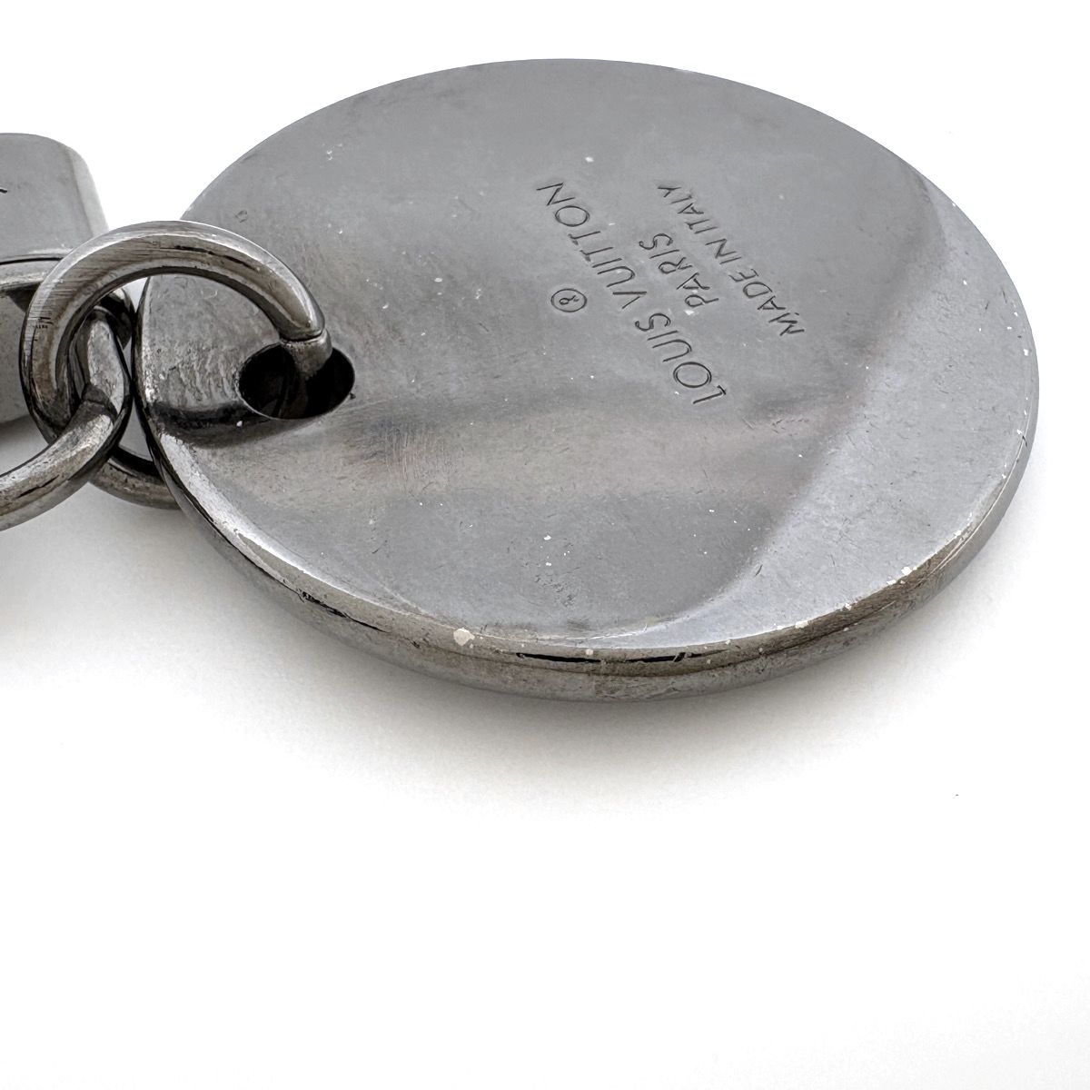 Louis Vuitton Porte Cles Sienne Monogram ID Key Holder Metal Eclipse Silver Noir — view 5