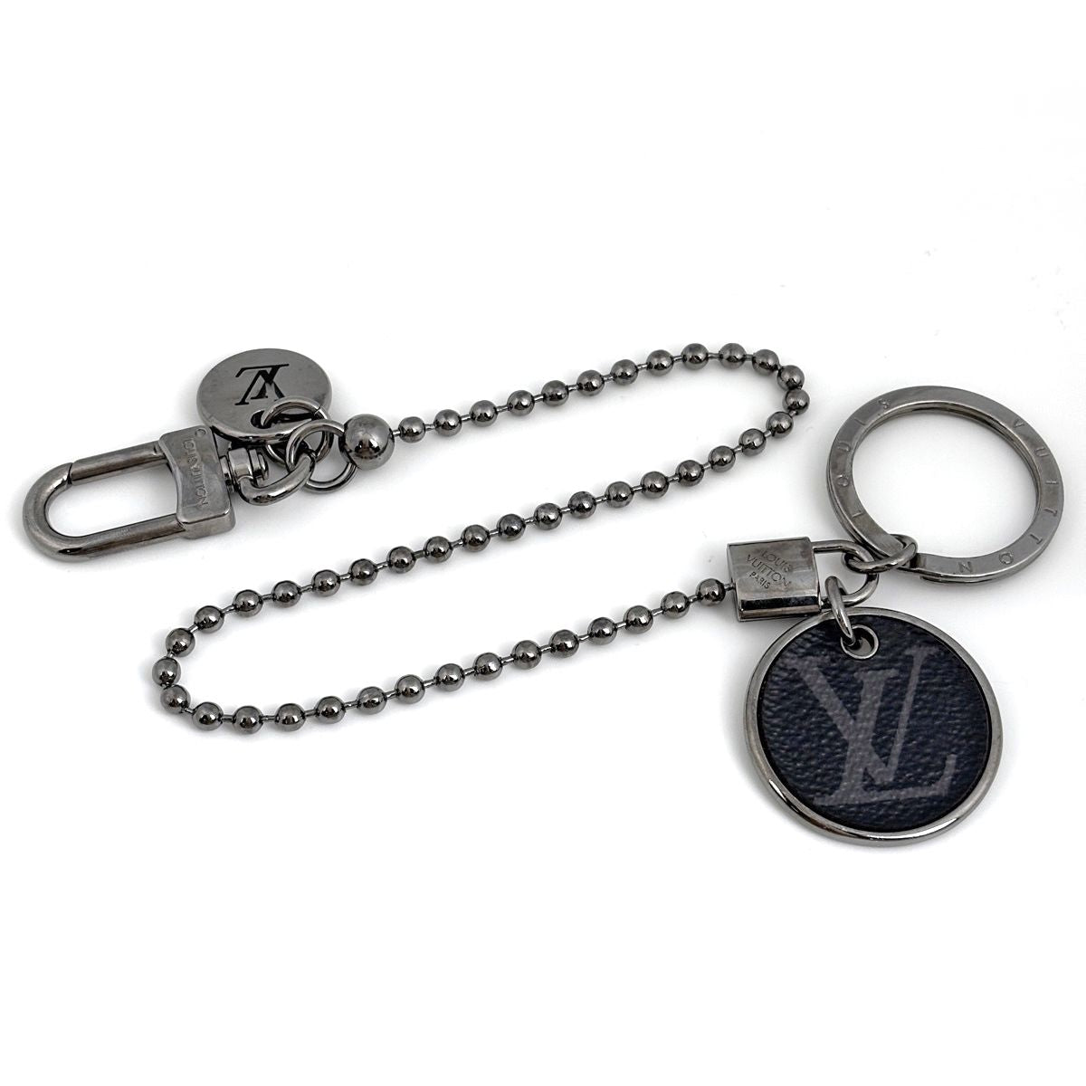 Louis Vuitton Porte Cles Sienne Monogram ID Key Holder Metal Eclipse Silver Noir — view 2
