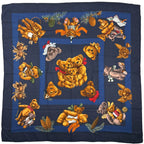 Hermes Carre 90 Confidents Des Coeurs Friends of the Heart Teddy Bear Scarf
