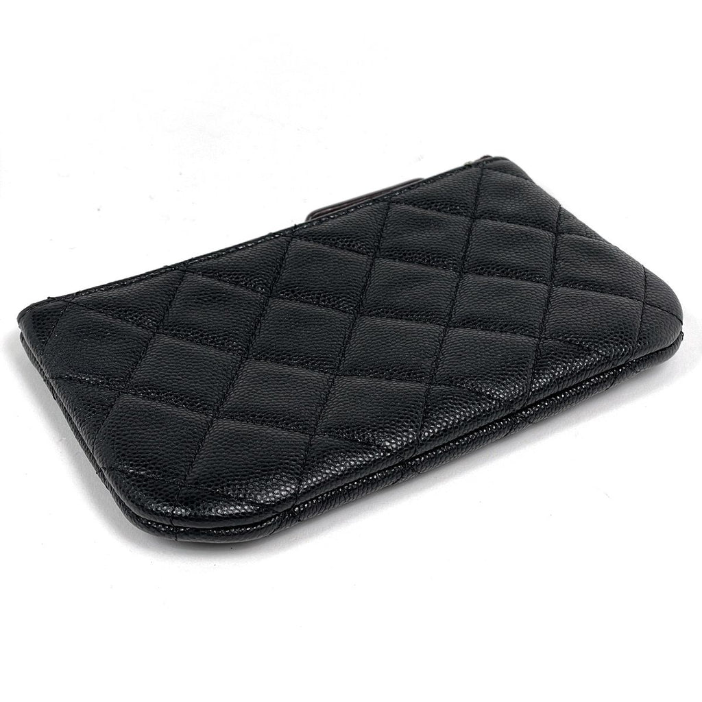 Chanel CC Logo Pouch Quilted Caviar Leather Black — view 2