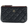 Chanel CC Logo Pouch Quilted Caviar Leather Black