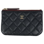 Chanel CC Logo Pouch Quilted Caviar Leather Black