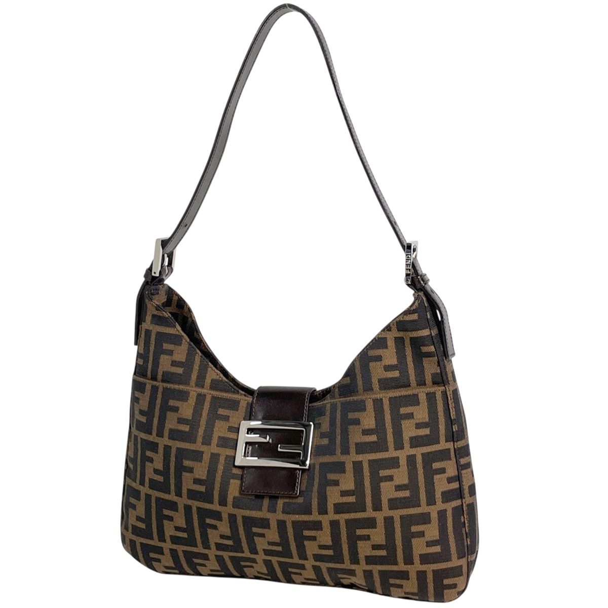 Fendi Zucca Pattern Shoulder Bag Canvas Brown