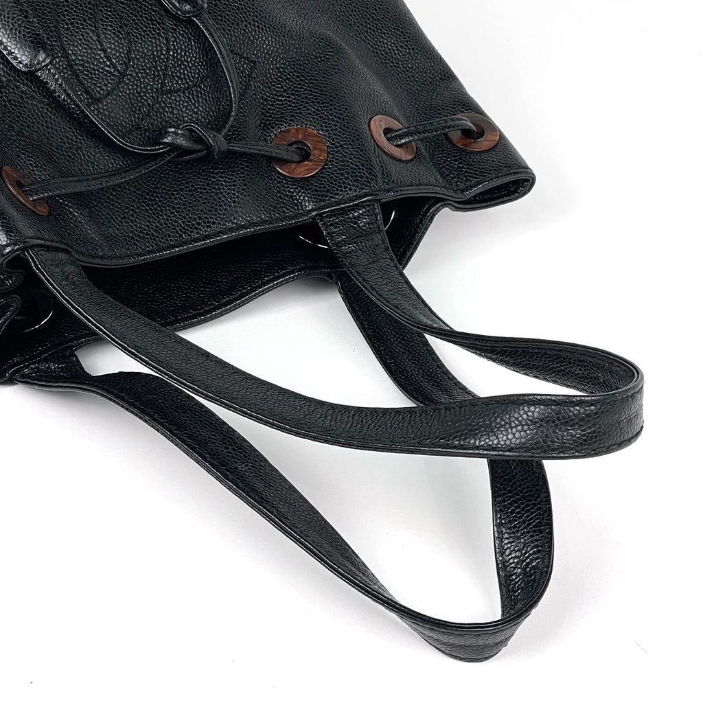 Chanel CC Logo Shoulder Bag Caviar Leather Black — view 5