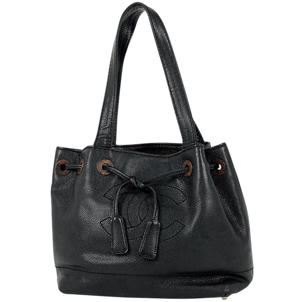 Chanel CC Logo Shoulder Bag Caviar Leather Black