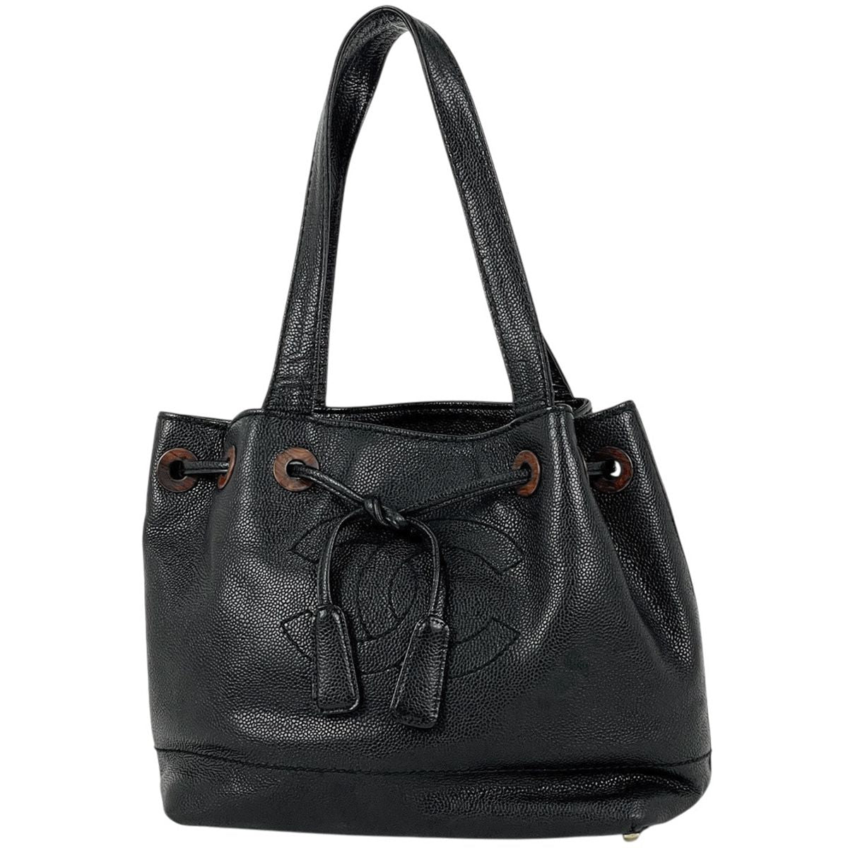 Chanel CC Logo Shoulder Bag Caviar Leather Black