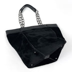 Chanel CC Logo Chain Tote Calf Hair Black — view 2
