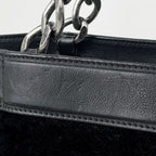 Chanel CC Logo Chain Tote Calf Hair Black — view 5