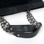 Chanel CC Logo Chain Tote Calf Hair Black — view 7