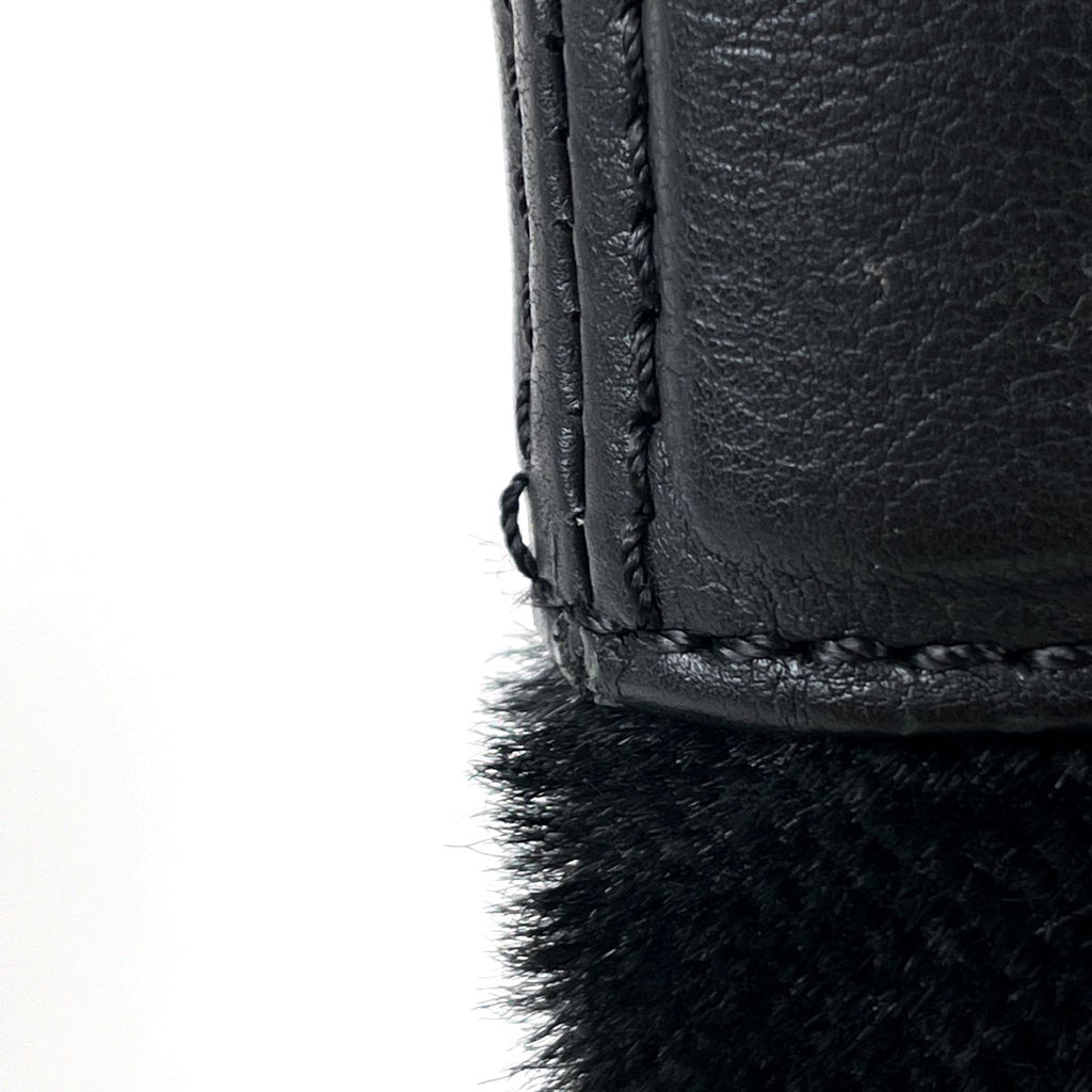 Chanel CC Logo Chain Tote Calf Hair Black — view 6
