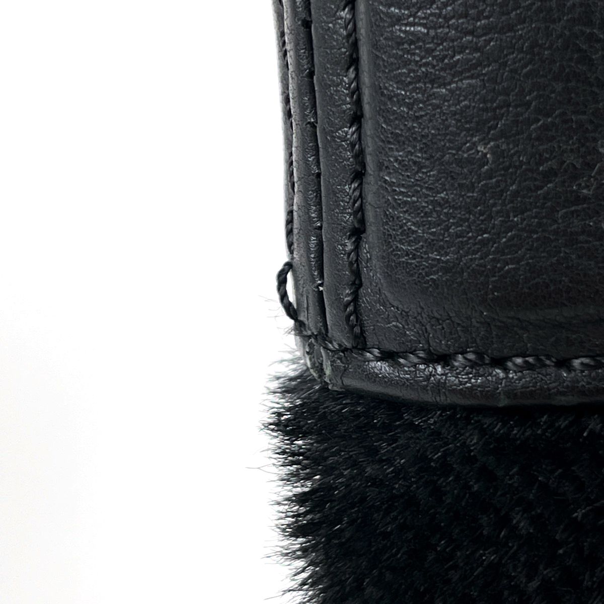 Chanel CC Logo Chain Tote Calf Hair Black — view 6