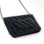 Chanel CC Logo Chain Wallet Shoulder Bag Leather Black — view 2