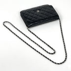 Chanel CC Logo Chain Wallet Shoulder Bag Leather Black — view 7