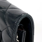 Chanel CC Logo Chain Wallet Shoulder Bag Leather Black — view 6