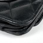 Chanel CC Logo Chain Wallet Shoulder Bag Leather Black — view 3
