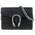 Gucci Dionysus Chain Coin Case Wallet Card Leather Black Shoulder