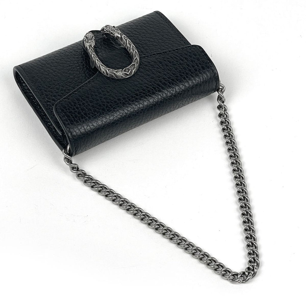 Gucci Dionysus Chain Coin Case Wallet Card Leather Black Shoulder — view 4