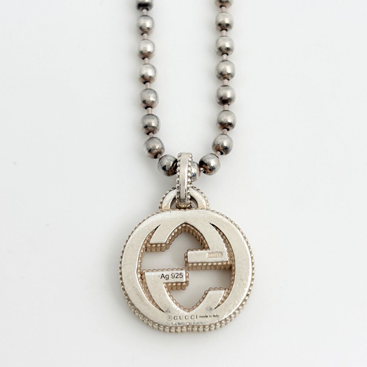 Gucci Interlocking Necklace Ball Chain 925 Sterling Silver — view 2