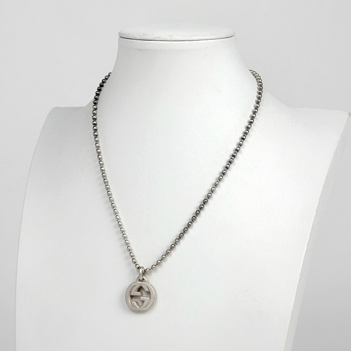 Gucci Interlocking Necklace Ball Chain 925 Sterling Silver — view 5