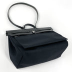Hermes Herbag Zip GM 2-Way Toile Military Vache Hunter Handbag Canvas Noir — view 2