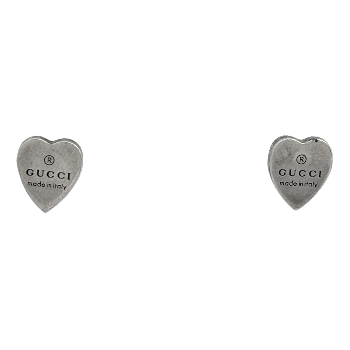 Gucci Logo Earrings Heart Motif 925 Sterling Silver