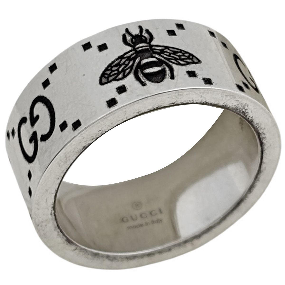Gucci GG & Bee Ring 925 Sterling Silver