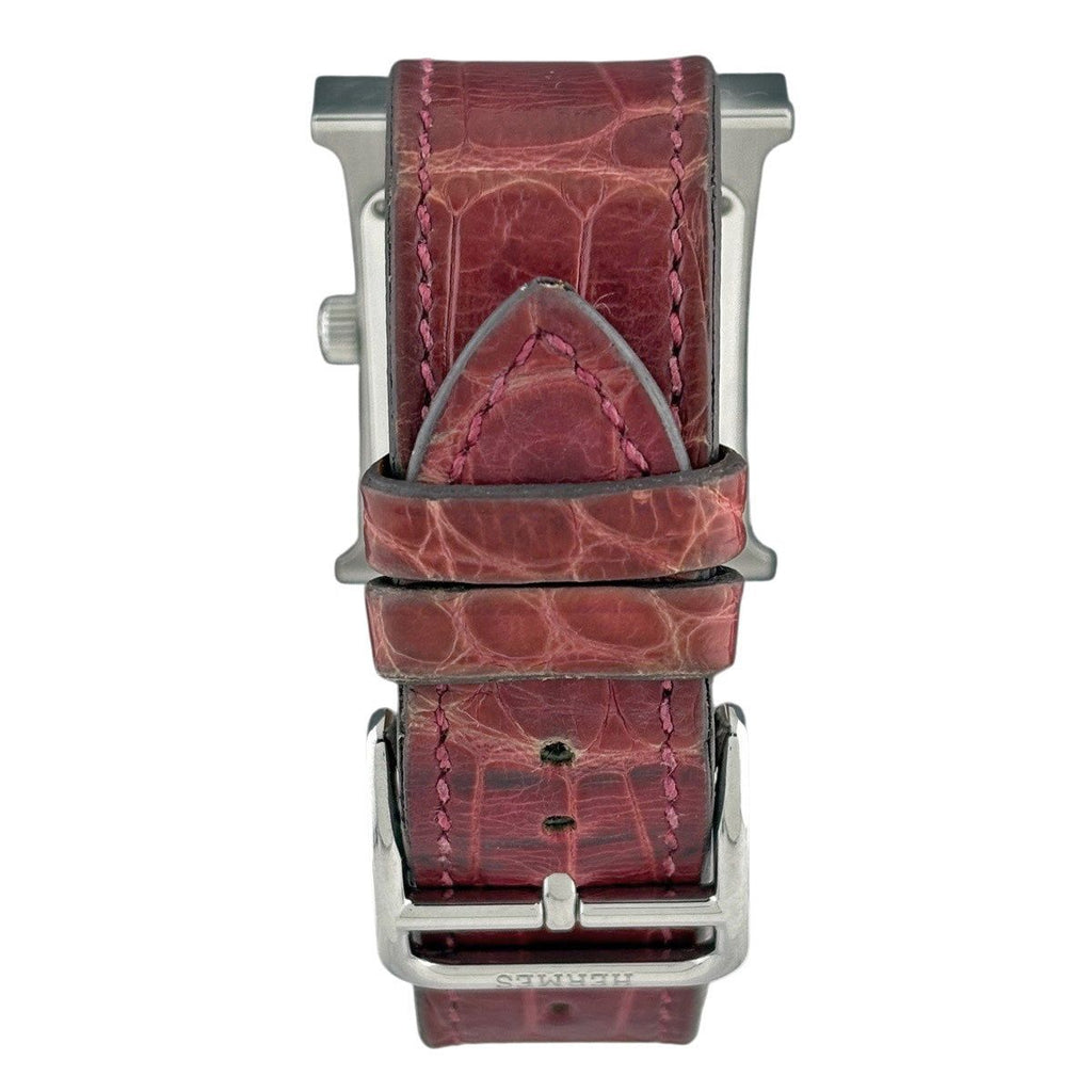 Hermes Watch SS Leather Diamond Automatic Winding White — view 3
