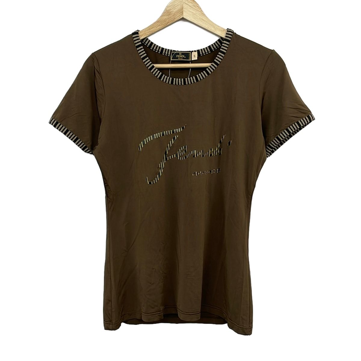 Fendi Short Sleeve Top 44 Dark Brown Black Crew
