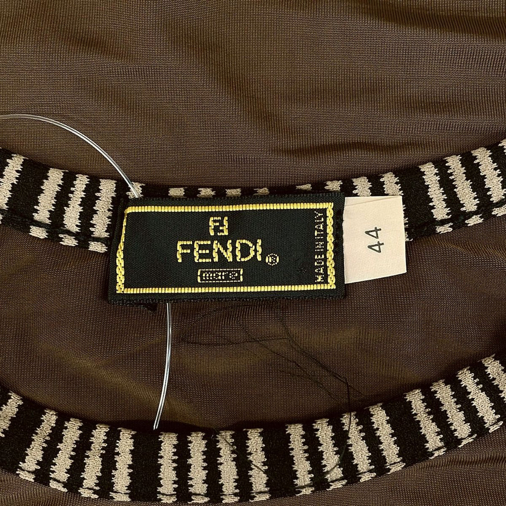 Fendi Short Sleeve Top 44 Dark Brown Black Crew — view 3