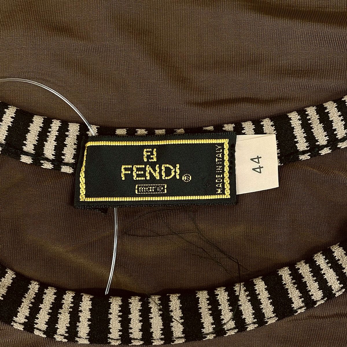 Fendi Short Sleeve Top 44 Dark Brown Black Crew — view 3