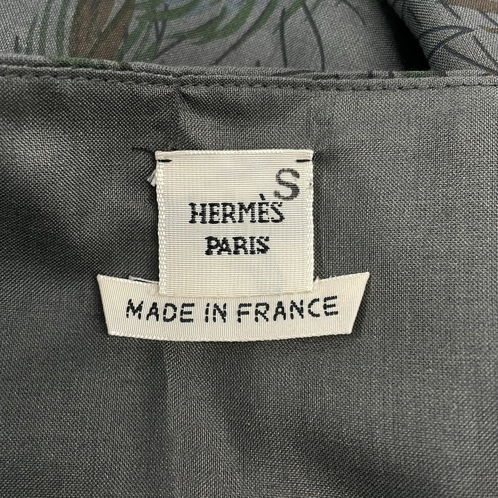 Hermes Dress 40 M Dark Gray Dark Green Brown — view 3