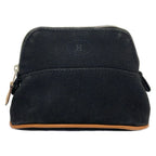 Hermes Pouch Black Brown Leather