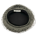 Dior Hat 57 Black White Beret Houndstooth Pattern Wool Silk — view 4