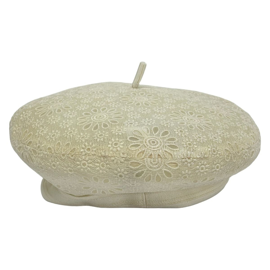 Dior Hat 57 Ivory Beret Lace Cotton — view 3