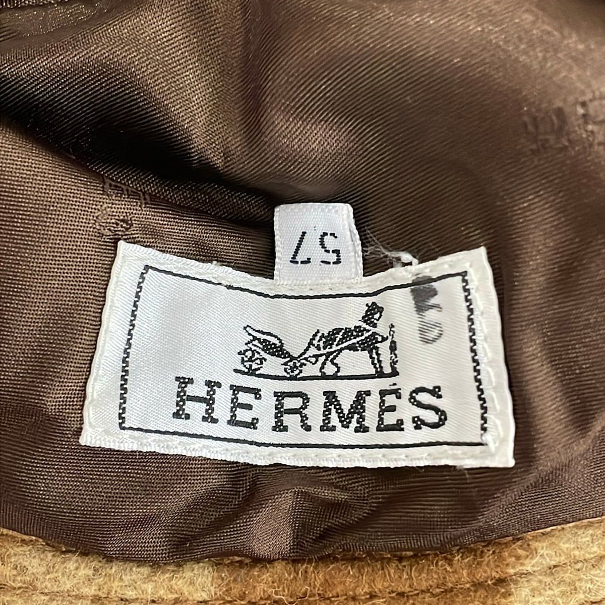 Hermes Hat 57 Brown Beige Bucket — view 5