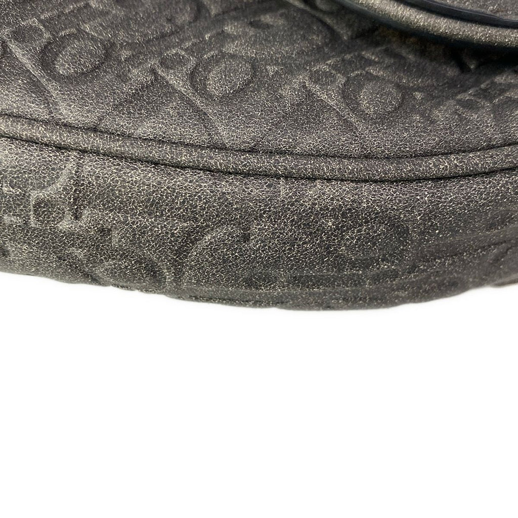 Dior Shoulder Bag Dark Gray Embossed Tears Leather Shearling — view 7